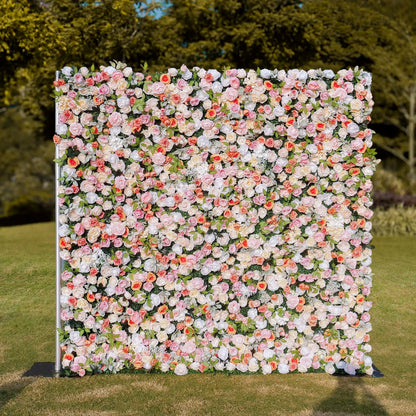 Rosy Orange Peony Cloth Fabric Backdrop Flower Wall