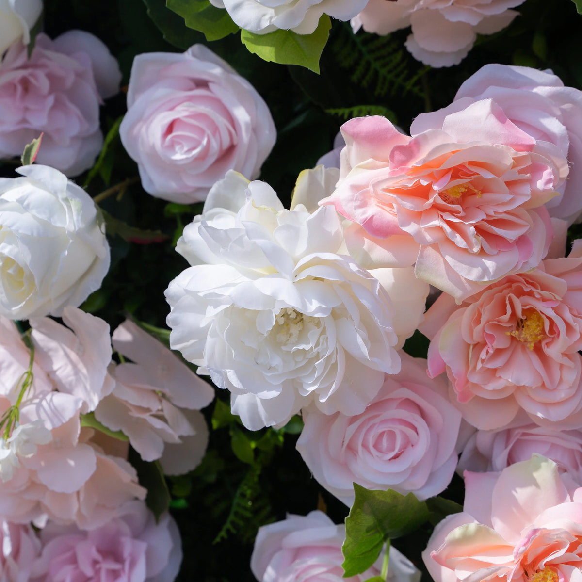Artificial flower wall floral detail view
