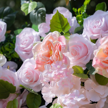 Artificial flower wall floral detail view