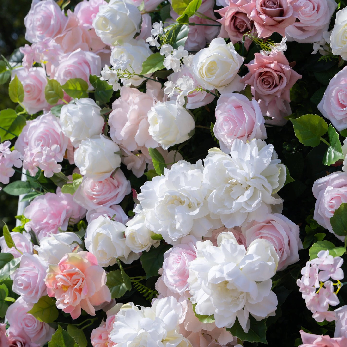 Artificial flower wall floral detail view