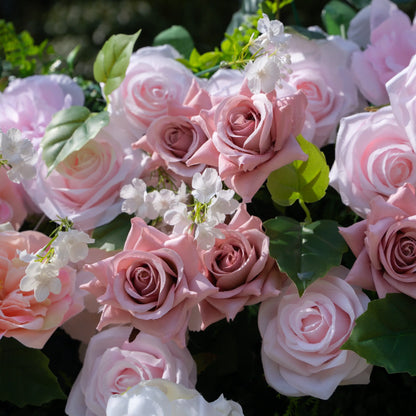 Artificial flower wall floral detail view