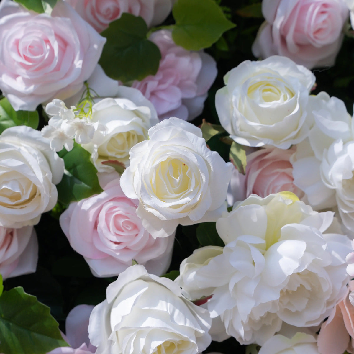 Artificial flower wall floral detail view