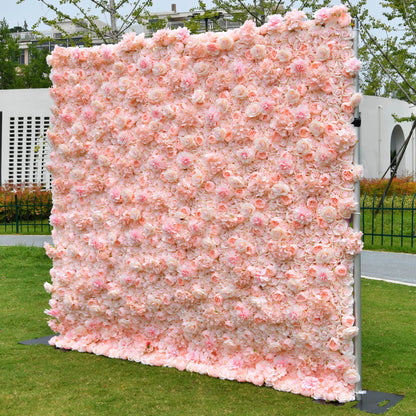 Rosy Hydrangea Rose Dalia Curtain Pink 2D Flower Wall Backdrop