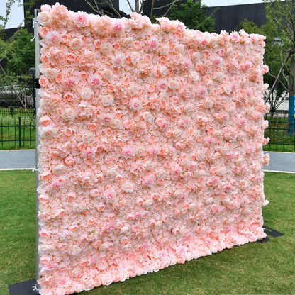 Rosy Hydrangea Rose Dalia Curtain Pink 2D Flower Wall Backdrop