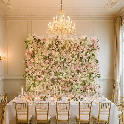 Rosy 5D Pink Champagne Rose Flower Wall Wedding Party Decoration Backdrop