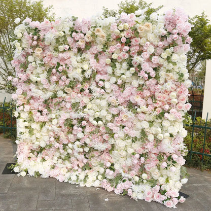 Rosy 5D Pink Champagne Rose Flower Wall Wedding Party Decoration Backdrop