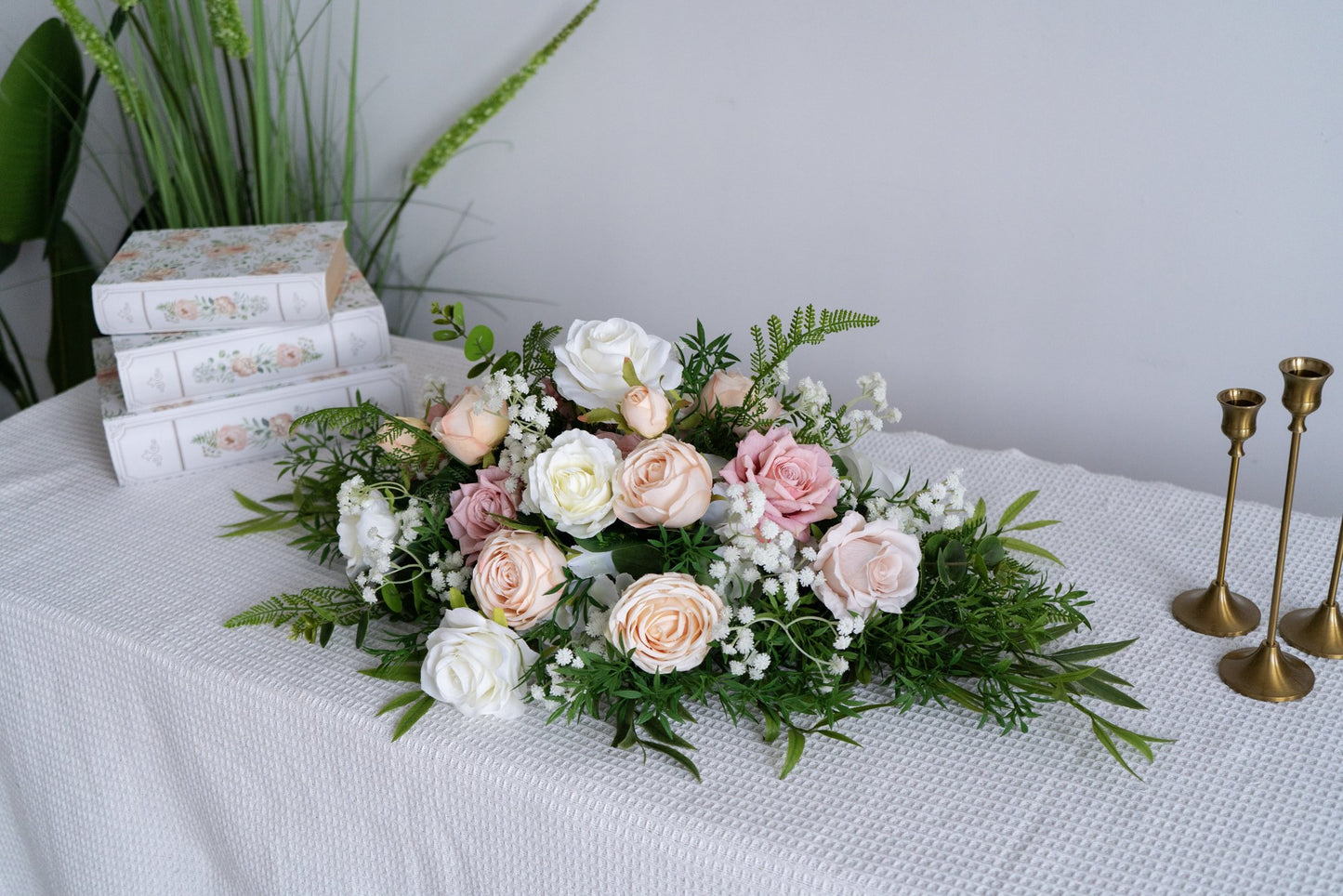 Blush Pink Floral Table Arrangement – Wedding Table Decor