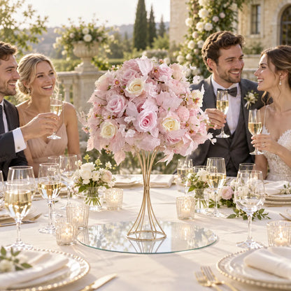 Pink Floral Centerpiece – Wedding Table Decor styled for a wedding celebration