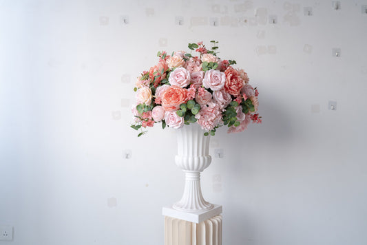 Pink & Coral Floral Centerpiece – Wedding Table Decor