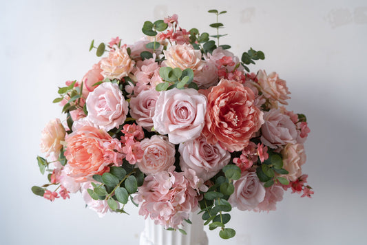 Pink & Coral Floral Centerpiece – Wedding Table Decor