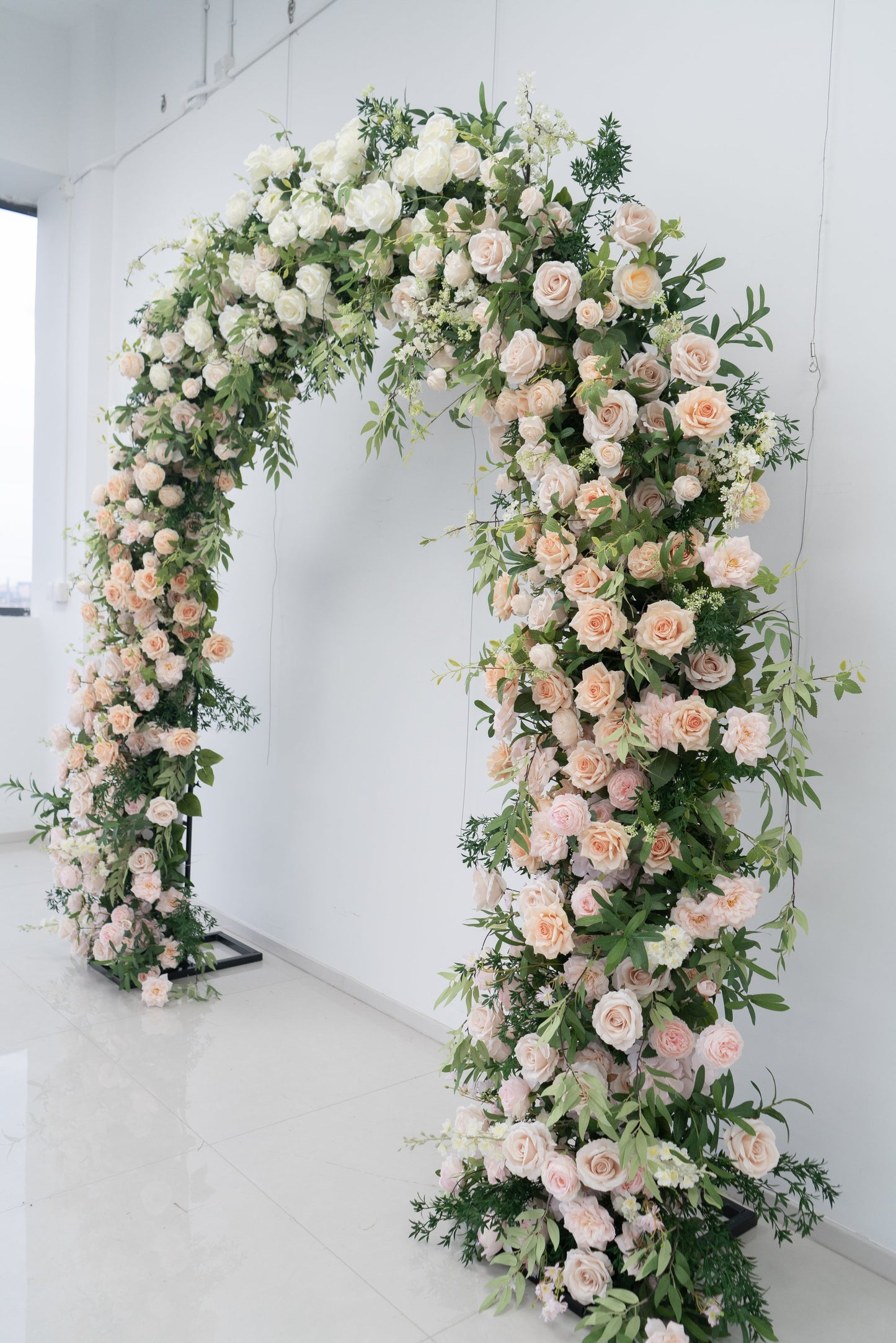 Single Sided Floral Wedding Arch for Ceremony & Reception – Bridal Backdrop Decoration, 7.9×7.9 ft