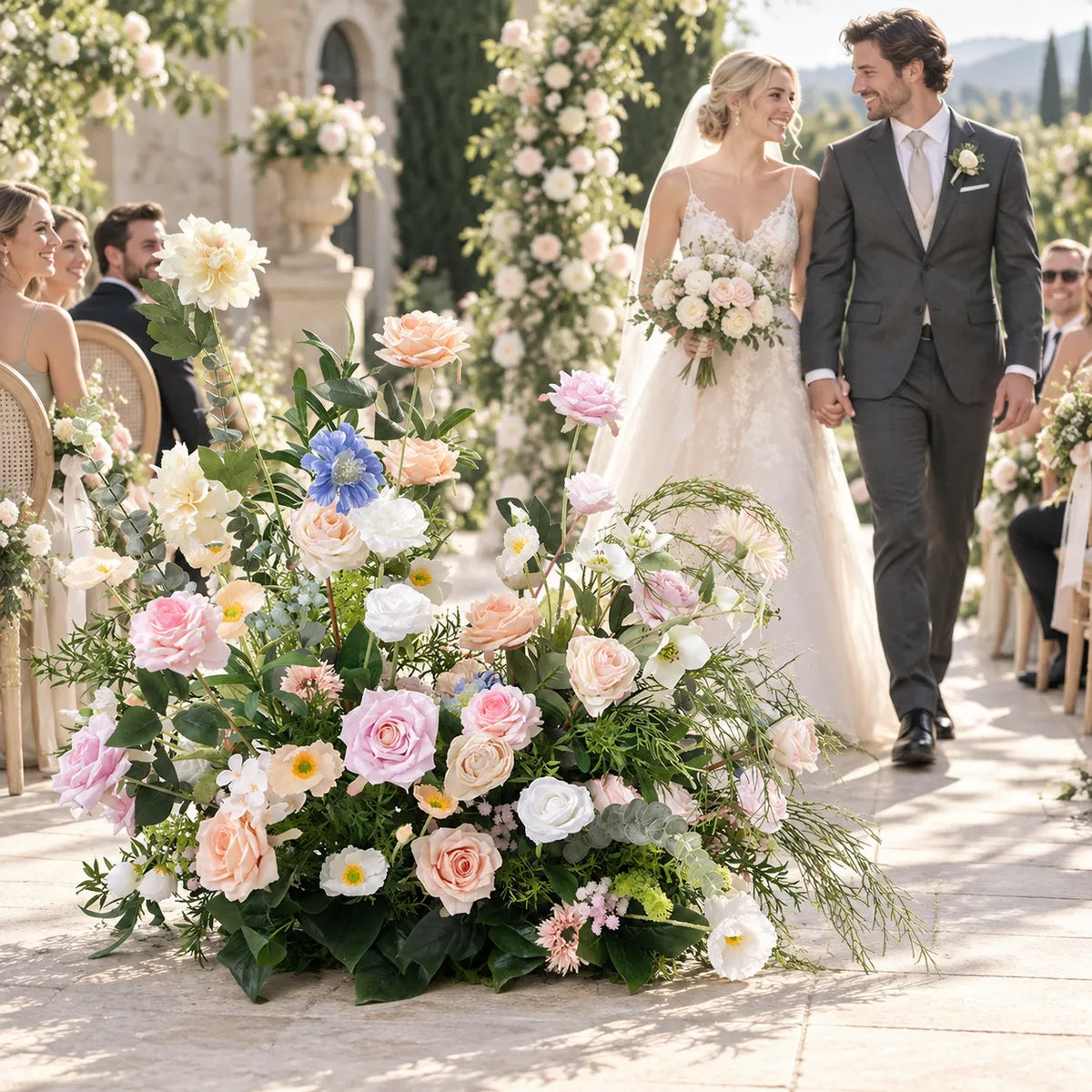 Pink Floral Row – Wedding Aisle Decor styled for a wedding celebration