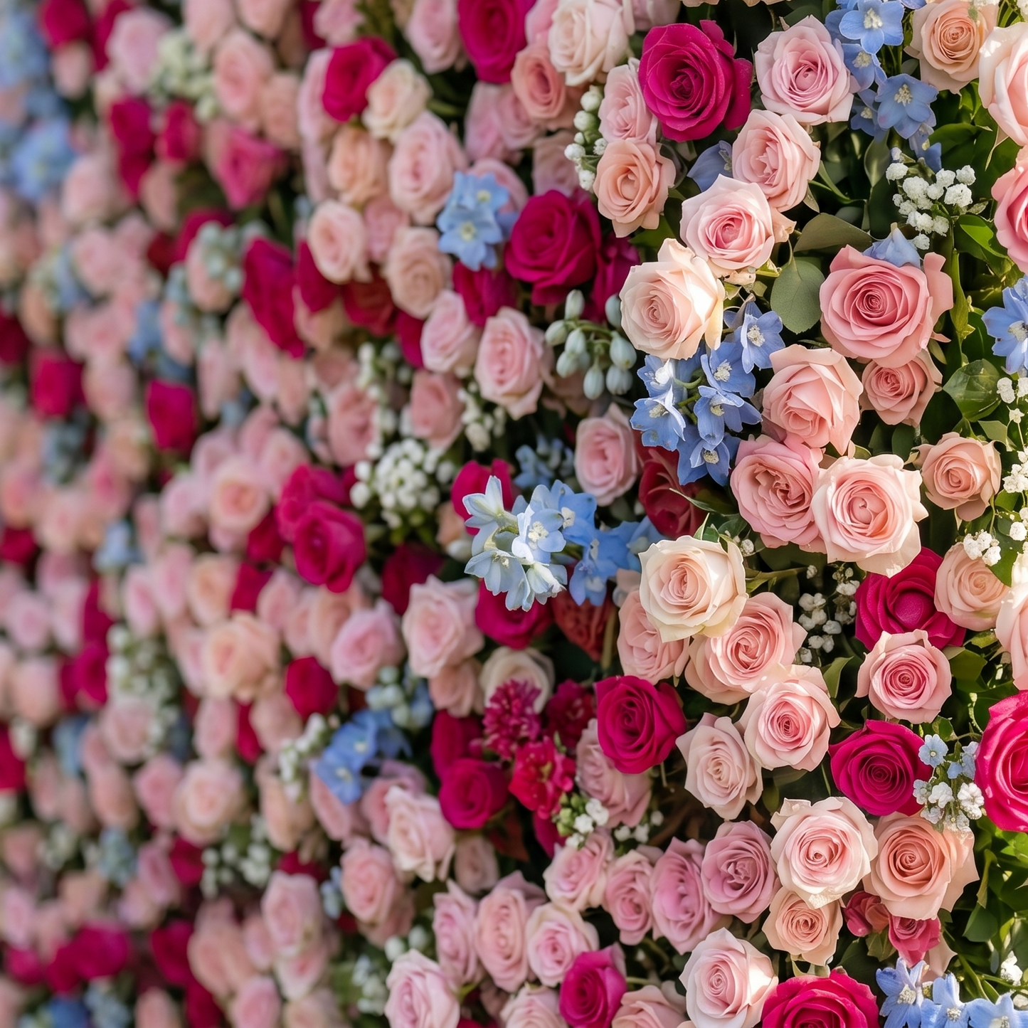 3D multicolor rose flower wall detail