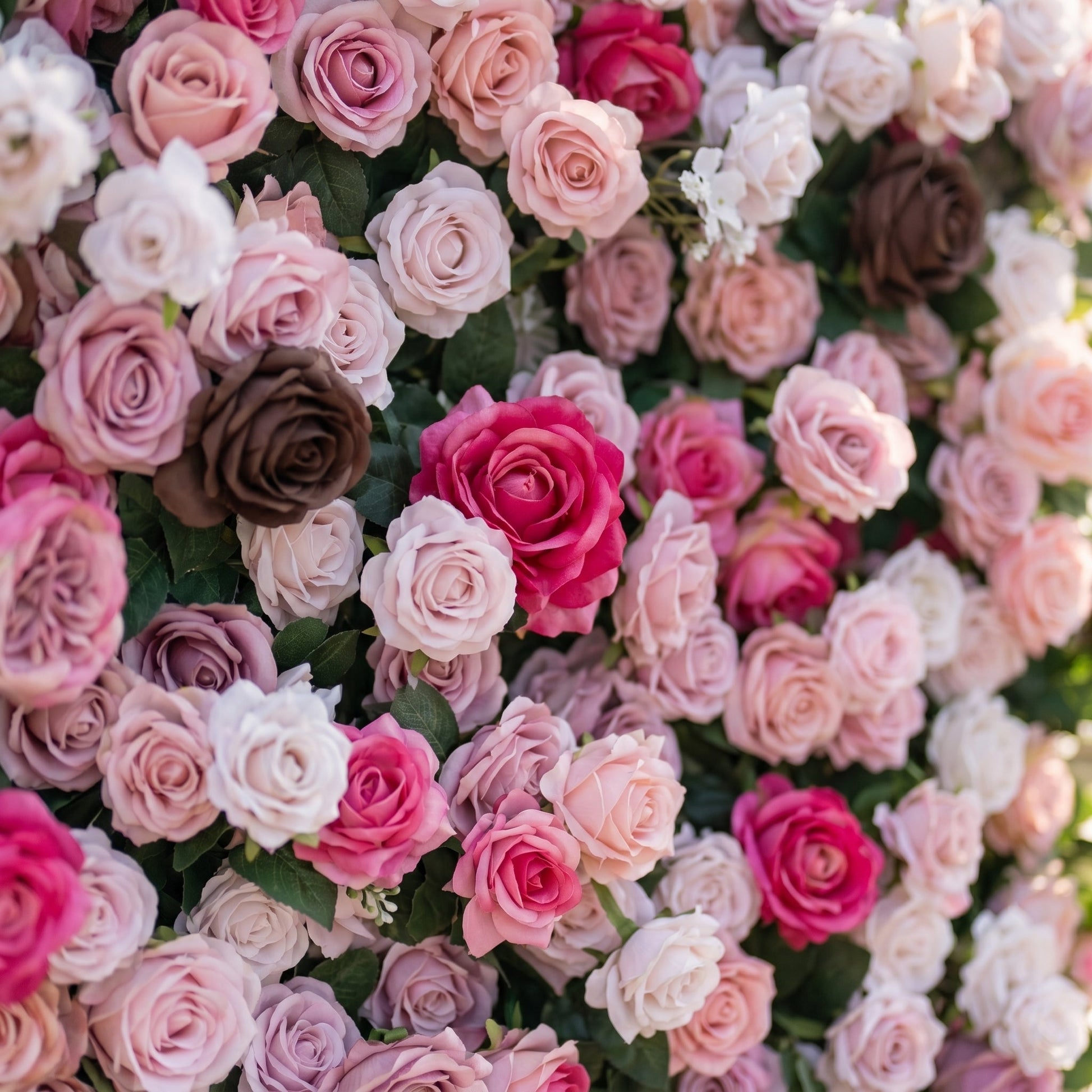 Blush white and fuchsia silk flower wall texture