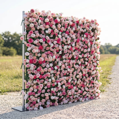 Pink flower wall backdrop side view