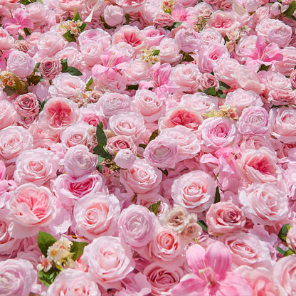 Rosy 5D Pink Rose Peony Roll Up Curtain Cloth Flower Wall