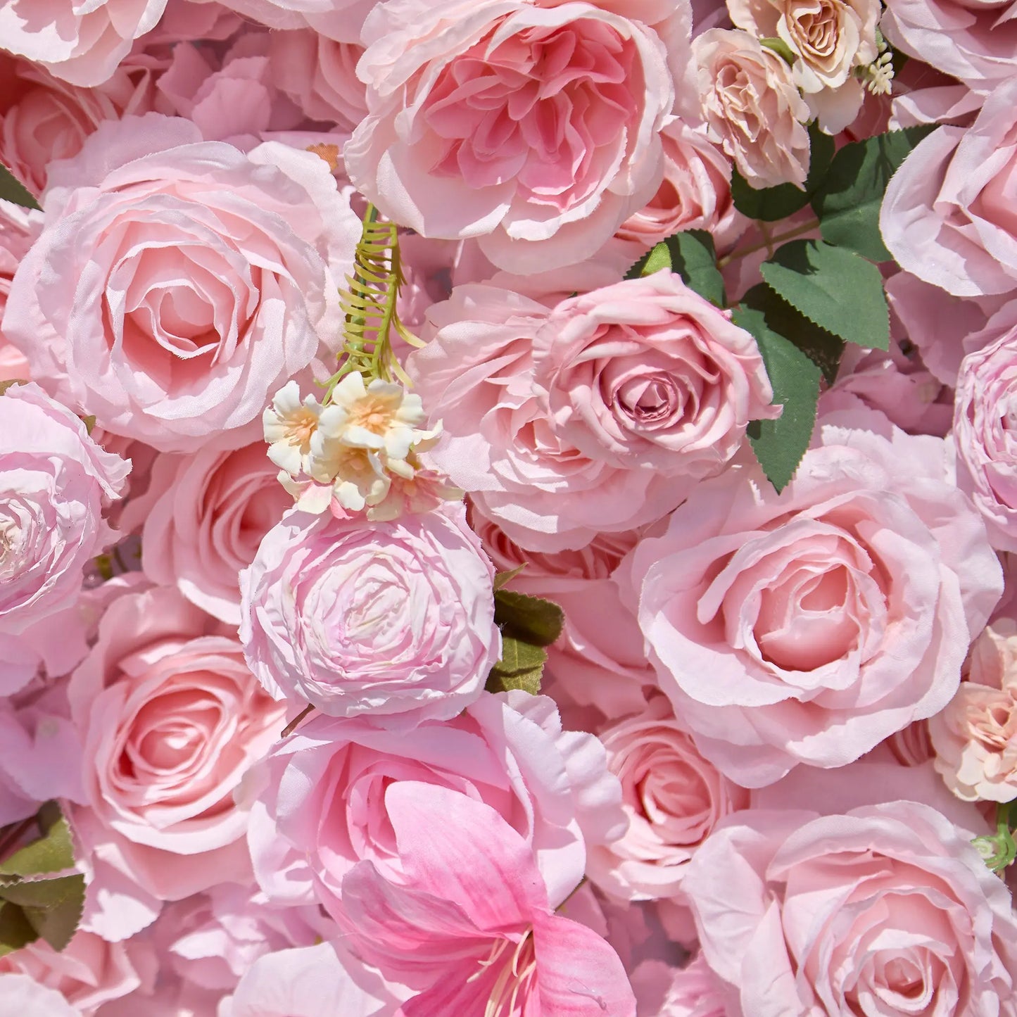 Rosy 5D Pink Rose Peony Roll Up Curtain Cloth Flower Wall