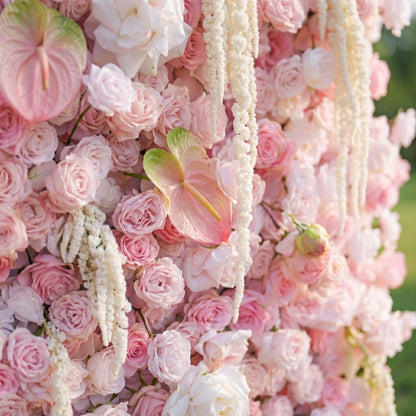 3D pink silk flower wall texture