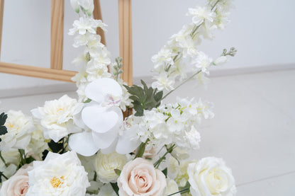 White & Champagne Floral Row – Wedding Aisle Decor