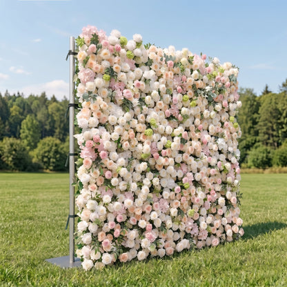 Pink and white flower wall left side view