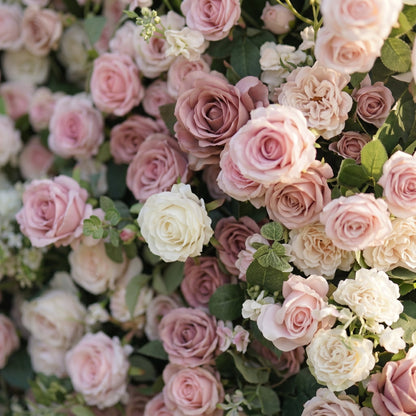 Romantic pink and white flower backdrop detail