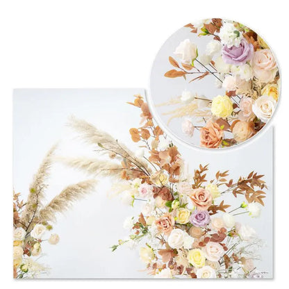Rosy Early Fall Series Pampas Grass Horn Arch Wedding Backdrop Decor Floral Arrangement