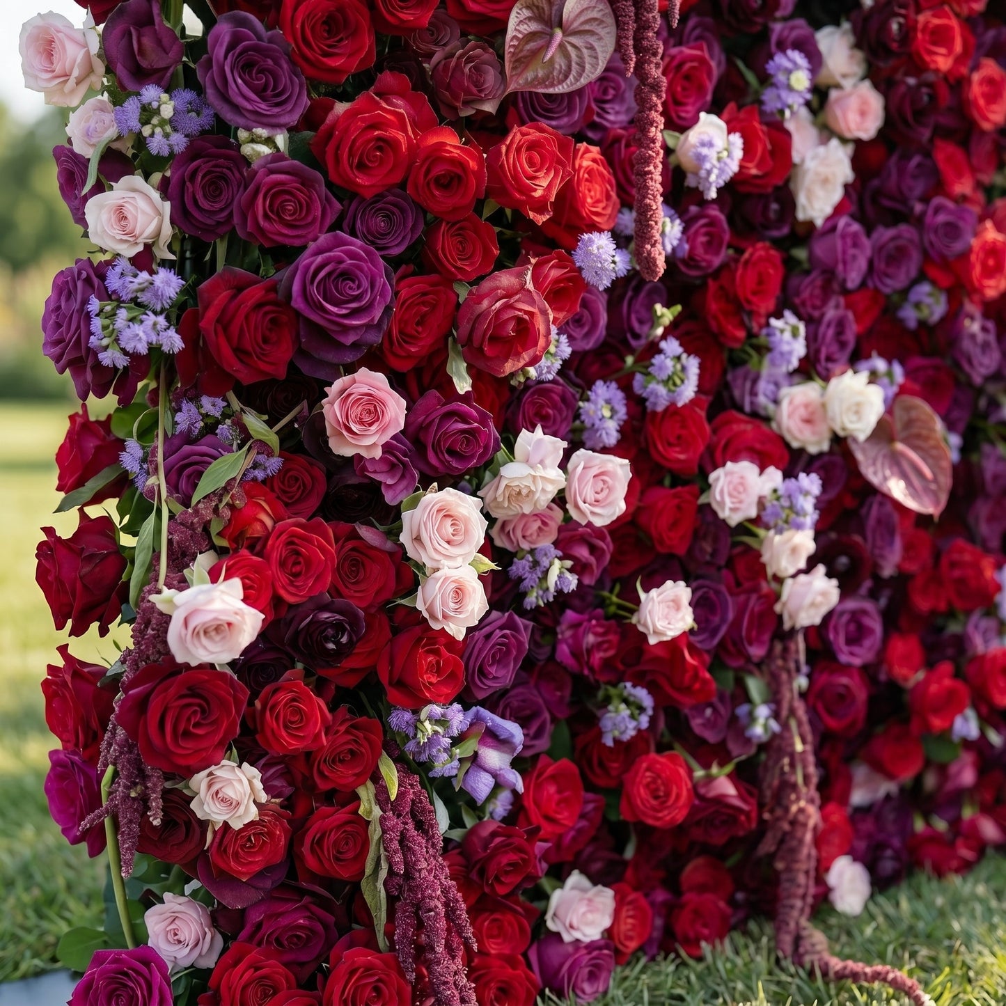 Dimensional purple and red floral texture