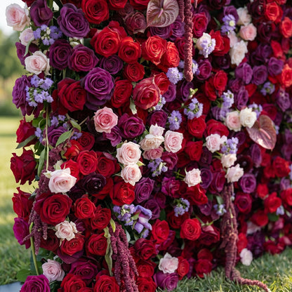 Dimensional purple and red floral texture