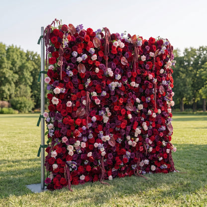 Purple and red flower wall side view