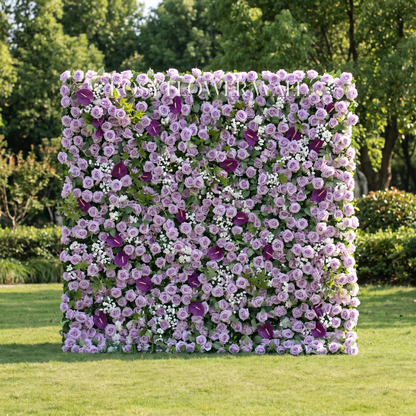Purple rose flower wall with transparent Rosy Flower Wall logo