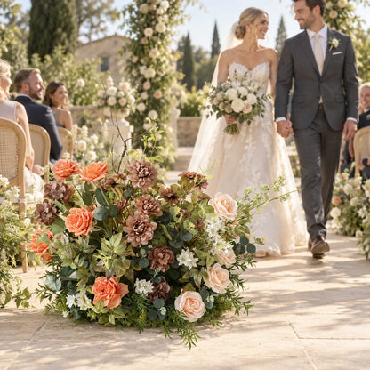 autumn Floral Row – Wedding Aisle Decor styled for a wedding celebration