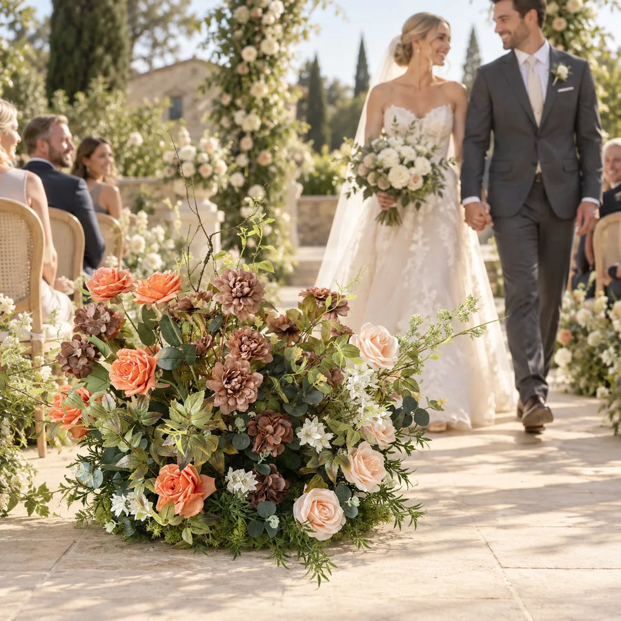 autumn Floral Row – Wedding Aisle Decor styled for a wedding celebration