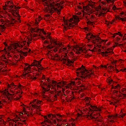 Rosy 3D Texture Pure Red Rose Cloth Roll Up Flowers Wall Backdrop