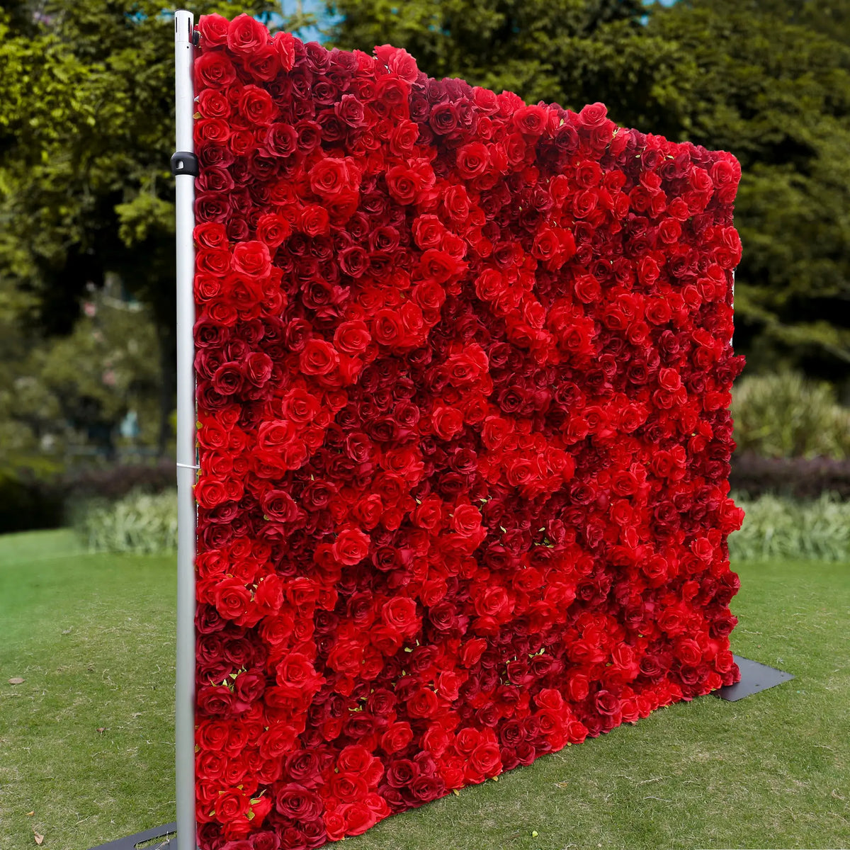 Rosy 3D Texture Pure Red Rose Cloth Roll Up Flowers Wall Backdrop