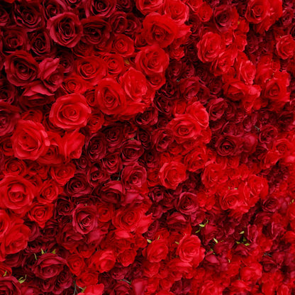 Rosy 3D Texture Pure Red Rose Cloth Roll Up Flowers Wall Backdrop