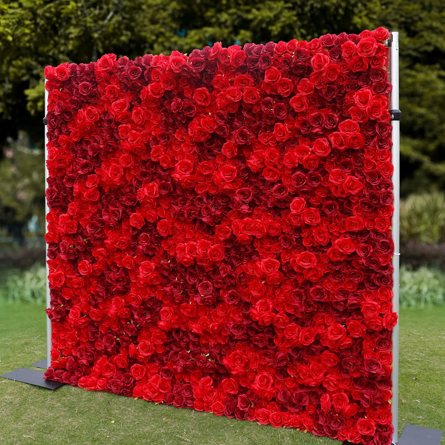 Rosy 3D Texture Pure Red Rose Cloth Roll Up Flowers Wall Backdrop