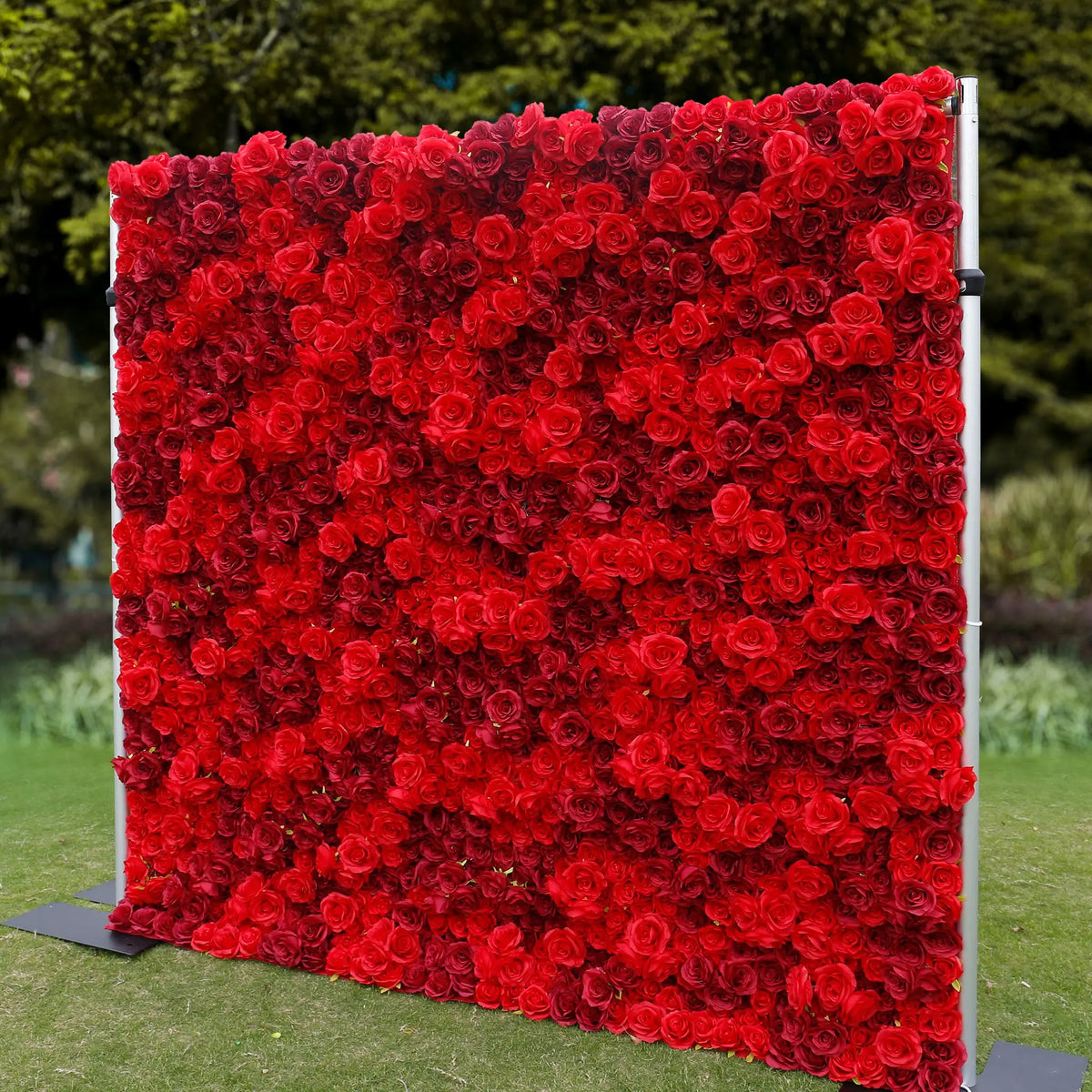 Rosy 3D Texture Pure Red Rose Cloth Roll Up Flowers Wall Backdrop