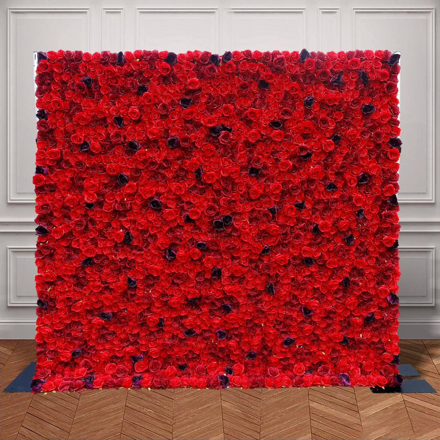 Rosy 3D Red Rose with Black Dot Embellish Floral Wall