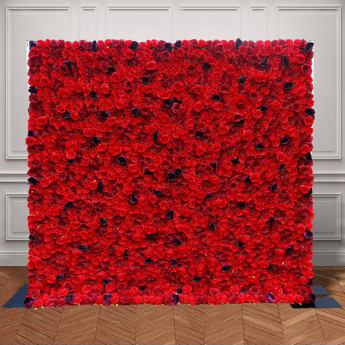 Rosy 3D Red Rose with Black Dot Embellish Floral Wall