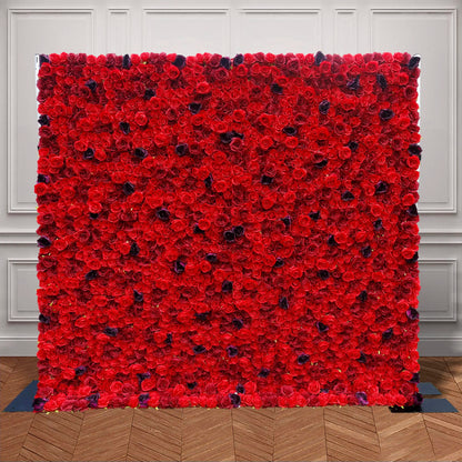 Rosy 3D Red Rose with Black Dot Embellish Floral Wall