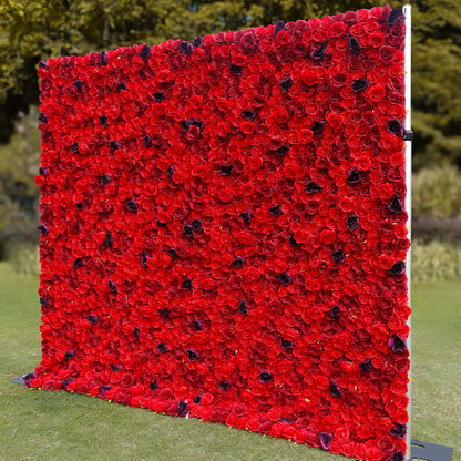 Rosy 3D Red Rose with Black Dot Embellish Floral Wall