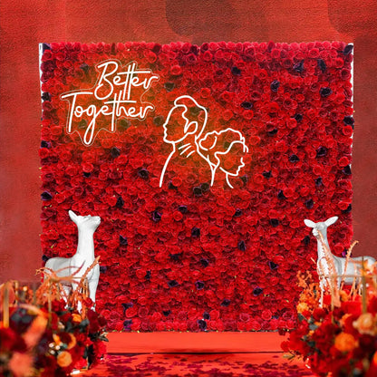 Rosy 3D Red Rose with Black Dot Embellish Floral Wall