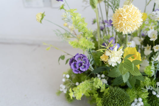 Yellow & Purple Floral Row – Wedding Aisle Decor
