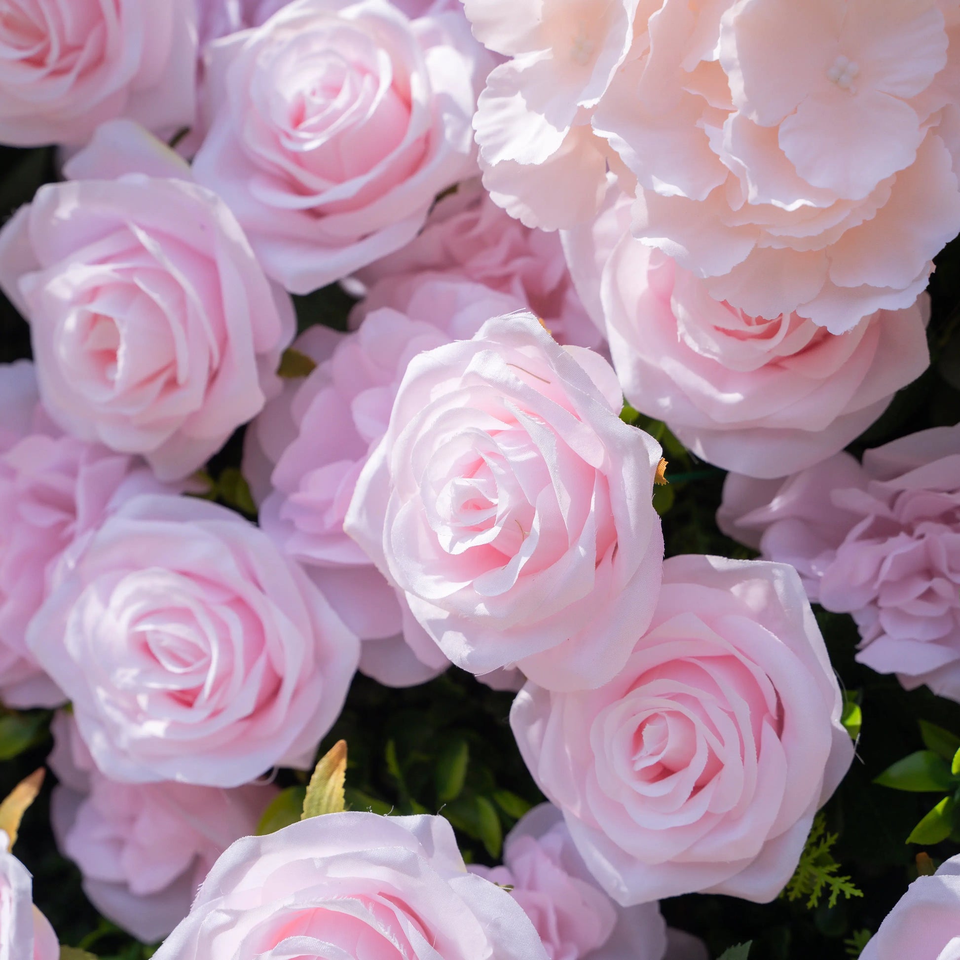 Artificial flower wall floral detail view