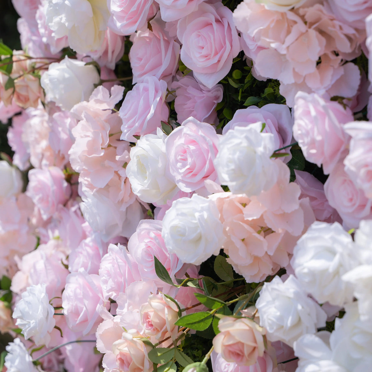 Artificial flower wall floral detail view