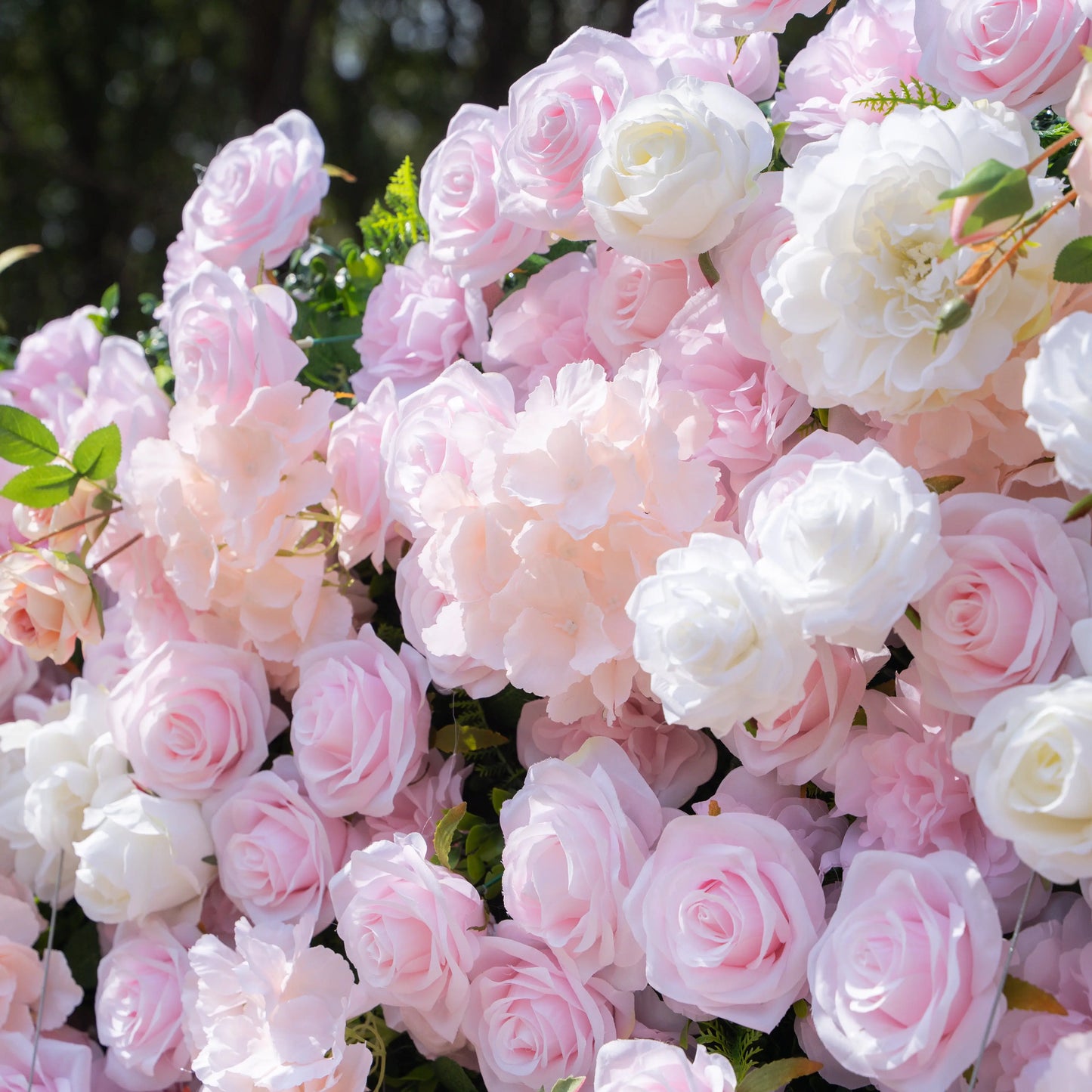 Artificial flower wall floral detail view
