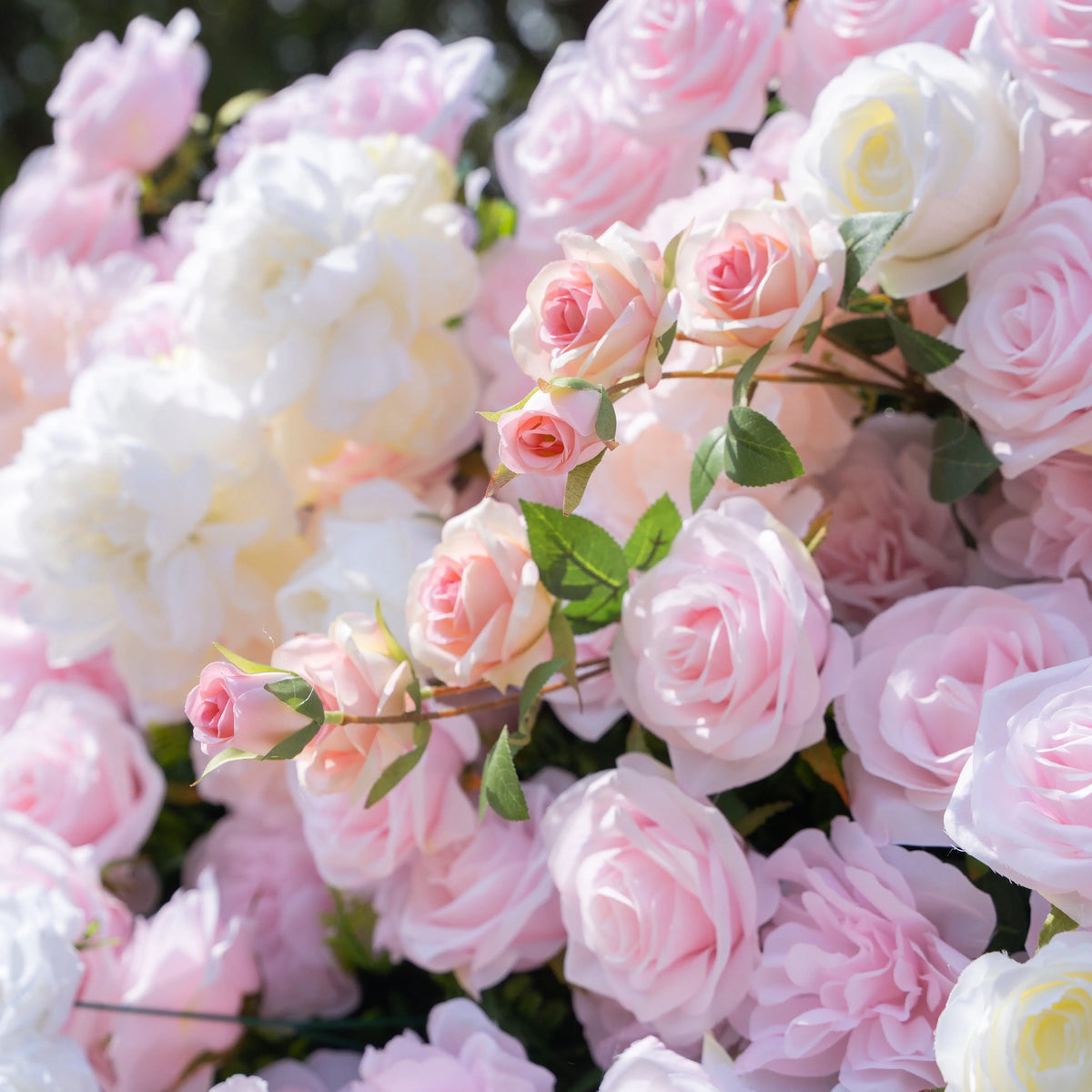 Artificial flower wall floral detail view