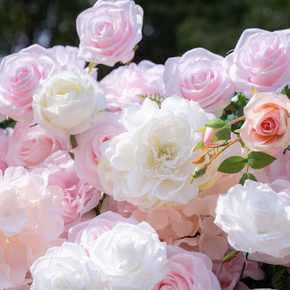 Artificial flower wall floral detail view