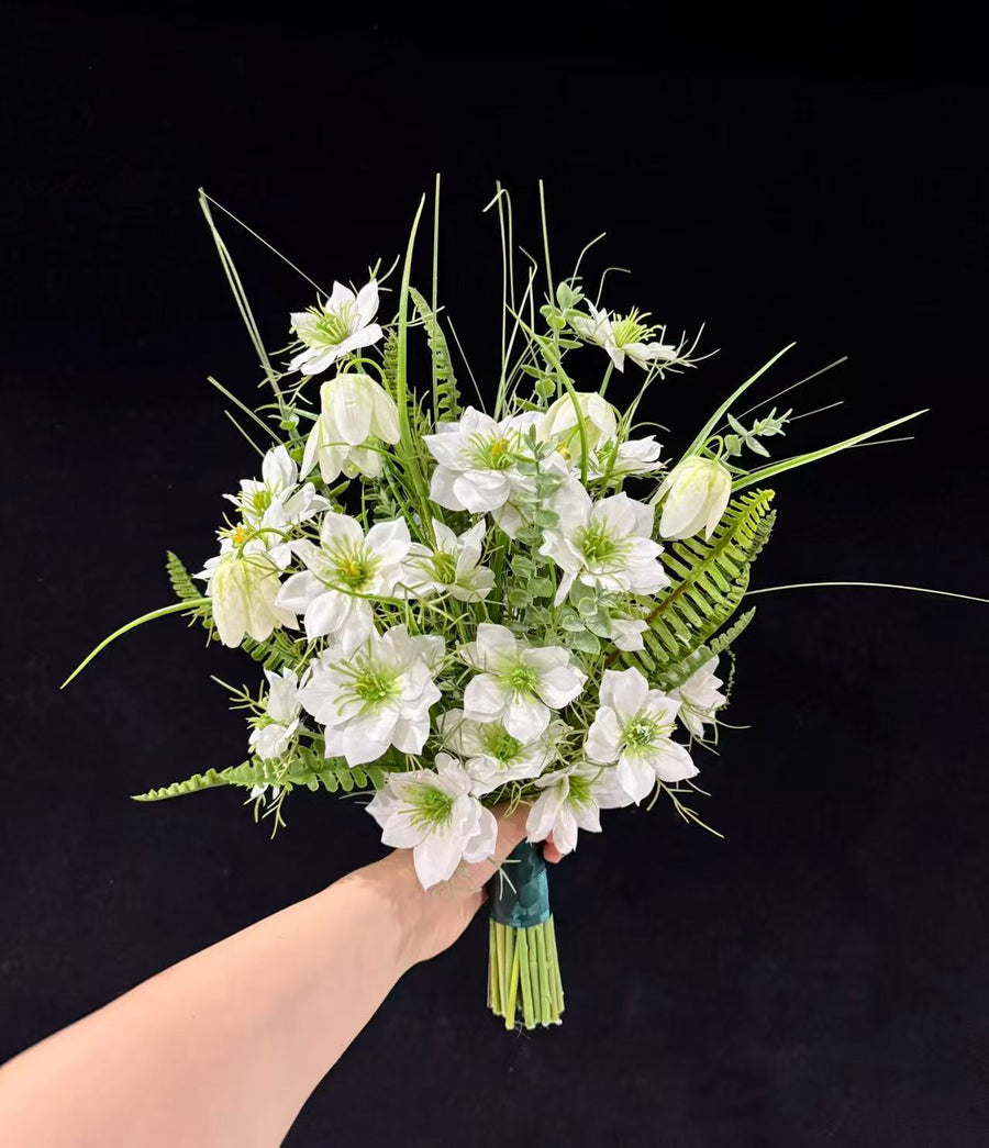 Garden White Rose and Greenery Bridal Bouquet by Rosy Flower Wall — luxury bridal bouquet for weddings and events