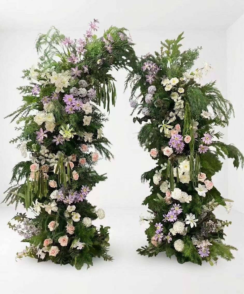 Blush Lavender Garden Wedding Flower Arch by Rosy Flower Wall — luxury wedding flower arch for weddings and events